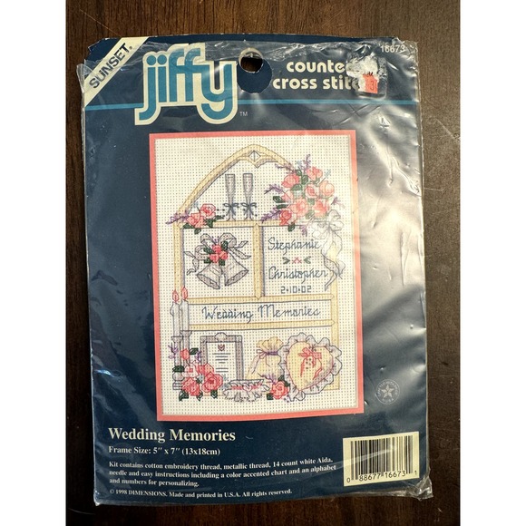 jiffy wedding memories cross stitch kit open - Picture 1 of 4